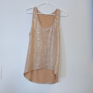 Loose fit flowy shimmery gold tank top shirt